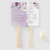 Bloeiende botanische paarse bloemenbruiloft progra handwaaier (Voorkant en achterkant)