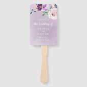 Bloeiende botanische paarse bloemenbruiloft progra handwaaier (Voorkant)