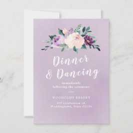 Bloeiende botanische paarse bloemenontvangst kaart