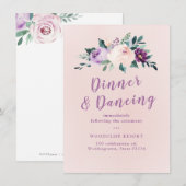 Bloeiende botanische paarse bloemenontvangst kaart (Voorkant / Achterkant)