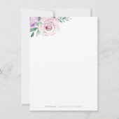 Bloeiende botanische paarse bloemenontvangst kaart (Achterkant)