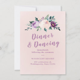 Bloeiende botanische paarse bloemenontvangst kaart