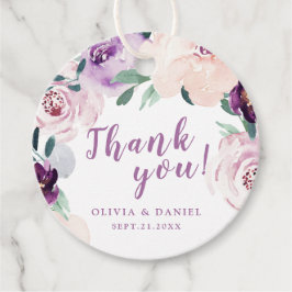 Bloeiende botanische paarse bloemige dank je wel bedankjes labels