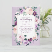 Bloeiende botanische paarse bloemige geometrische kaart (Staand voorkant)