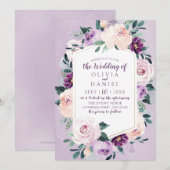 Bloeiende botanische paarse bloemige geometrische kaart (Voorkant / Achterkant)