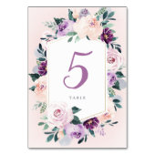 Bloeiende botanische paarse bloemige Huwelijk Kaart (Voorkant)