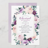 Bloeiende botanische paarse bruiloft repetitie din kaart (Voorkant / Achterkant)