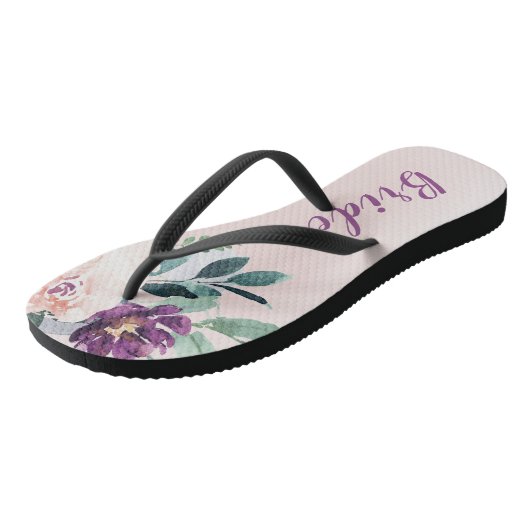 Bloeiende botanische paarse gepersonaliseerde brui teenslippers (Schuin)