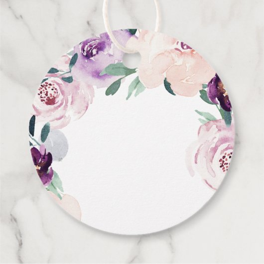 Bloeiende botanische paarse met liefde en bedankt bedankjes labels (Achterkant)