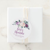 Bloeiende botanische paarse met liefde en dank bedankjes labels (In situ)