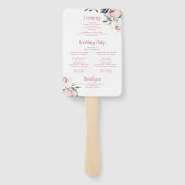 Bloeiende botanische roze bloemenbruiloft programm handwaaier (Achterkant)
