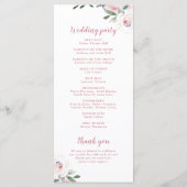 Bloeiende botanische roze bloemenbruiloft programm menu (Achterkant)