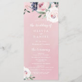 Bloeiende botanische roze bloemenbruiloft programm menu (Voorkant)