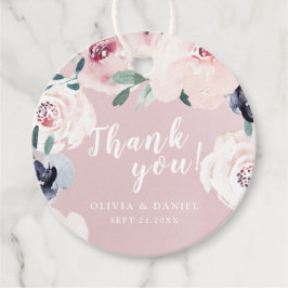 Bloeiende botanische roze bloemige dank je wel bedankjes labels