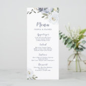 Bloeiende botanische stoffige blauwe bloemen bruil menu (Staand voorkant)