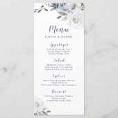 Bloeiende botanische stoffige blauwe bloemen bruil menu (Voorkant)
