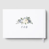 Bloeiende botanische stoffige blauwe bloemenbruilo gastenboek (Achterkant)