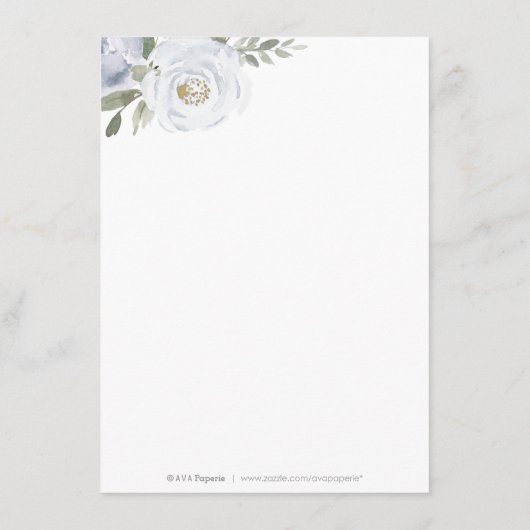 Bloeiende botanische stoffige blauwe bruiloft inse informatiekaartje (Achterkant)