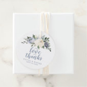 Bloeiende botanische stoffige blauwe met liefde en bedankjes labels (In situ)