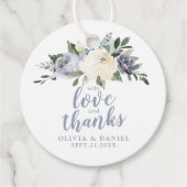 Bloeiende botanische stoffige blauwe met liefde en bedankjes labels (Voorkant)