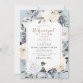 Bloeiende botanische stoffige blauwe repetitiedine kaart (Voorkant)