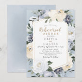 Bloeiende botanische stoffige blauwe repetitiedine kaart (Voorkant / Achterkant)