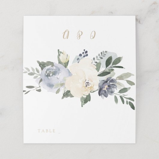 Bloeiende botanische stoffige blauwe Trouwplaats k Plaatskaartje (Buitenkant ongevouwen)
