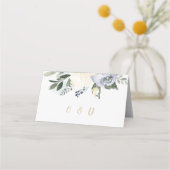 Bloeiende botanische stoffige blauwe Trouwplaats k Plaatskaartje (Achterkant)