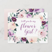 Bloeiende botanische Wil je mijn bloemenmeisje zij Kaart (Voorkant / Achterkant)