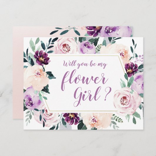 Bloeiende botanische Wil je mijn bloemenmeisje zij Kaart (Voorkant / Achterkant)