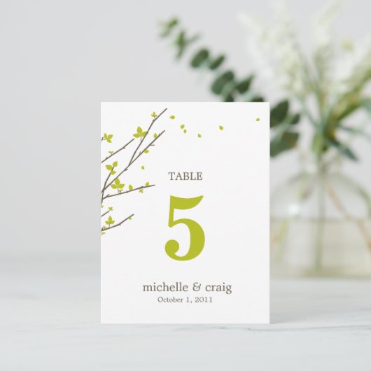 Bloeiende Branches Trouwtafel Nummer Kaart (Staand voorkant)