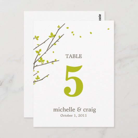 Bloeiende Branches Trouwtafel Nummer Kaart (Voorkant / Achterkant)