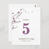 Bloeiende Branches Trouwtafel Nummer Kaart - Plum (Voorkant / Achterkant)