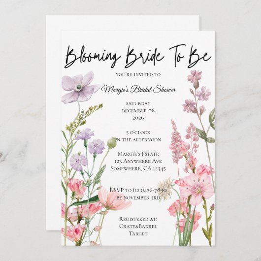 Bloeiende bruid om te zijn kaart (Voorkant / Achterkant)