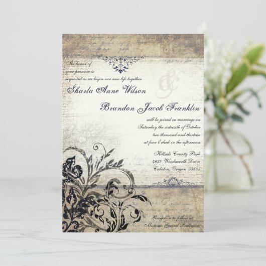 bloeiende bruiloft uitnodiging (Staand voorkant)