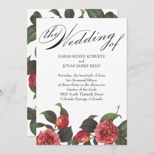 Bloeiende bruiloft uitnodiging (Voorkant / Achterkant)