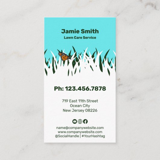 Bloeiende Business Vlinder Gepersonaliseerde Lawn  Visitekaartje (Achterkant)