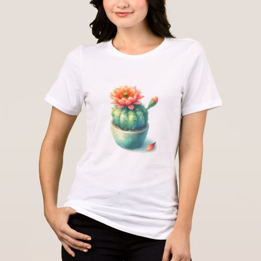 Bloeiende Cactus Art T-shirt - Levendige Bloemensu (Voorkant)