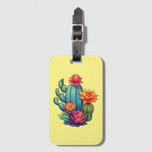  bloeiende cactus bagagelabel (Voorkant (verticaal))