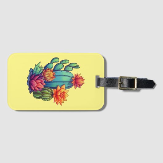  bloeiende cactus bagagelabel (Voorkant (horizontaal))