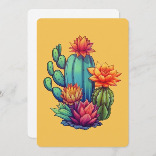 bloeiende cactus bedankkaart (Voorkant / Achterkant)