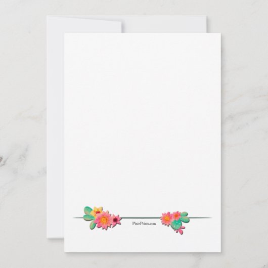 Bloeiende Cactus Bruidsmeisjes Bruiloftsinvatie Kaart (Achterkant)