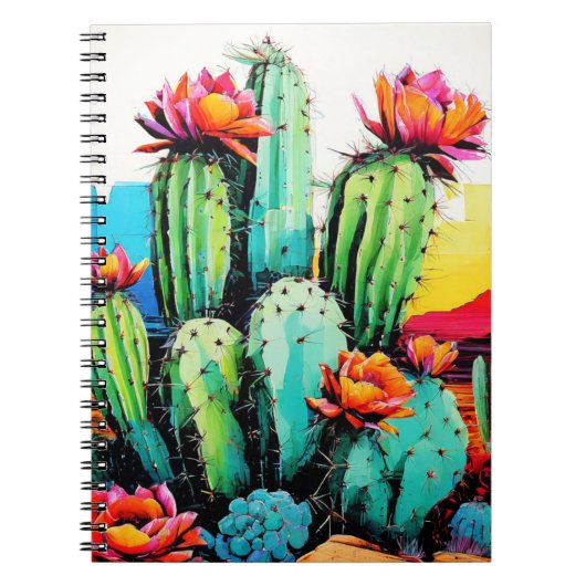 Bloeiende Cactus Desert Art | Notitieboek Journal (Voorkant)