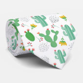 Bloeiende Cactus & Desert Bloemen Patroon Stropdas (Opgerold)