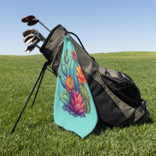  bloeiende cactus golfhanddoek (Groen)