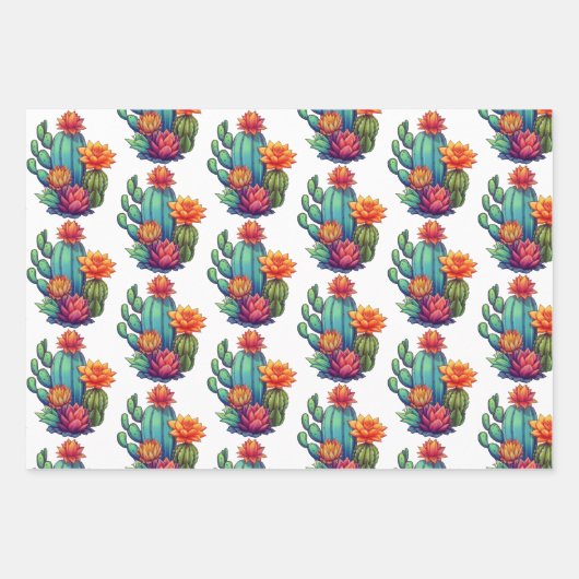  bloeiende cactus inpakpapier vel (Voorkant 3)