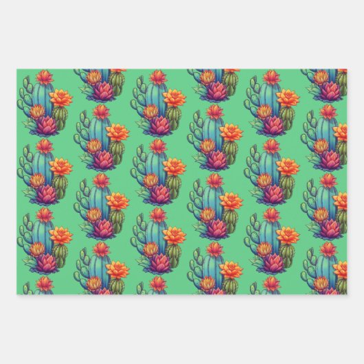  bloeiende cactus inpakpapier vel (Voorkant)