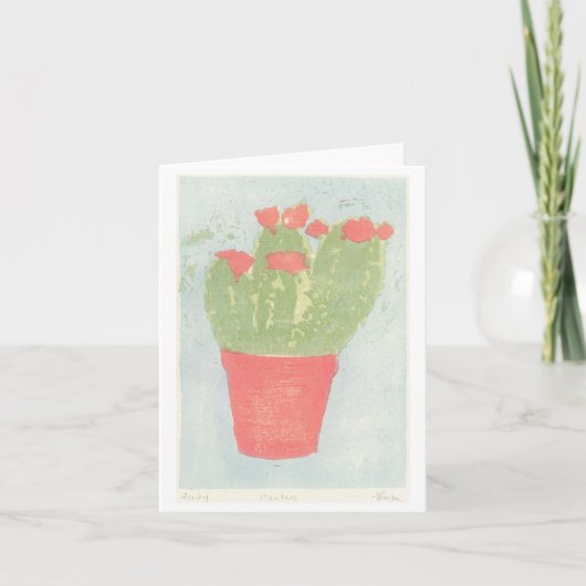 Bloeiende Cactus Japans Woodblock Print Kaart (Voorkant)