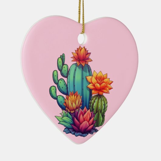  bloeiende cactus keramisch ornament (Rechts)