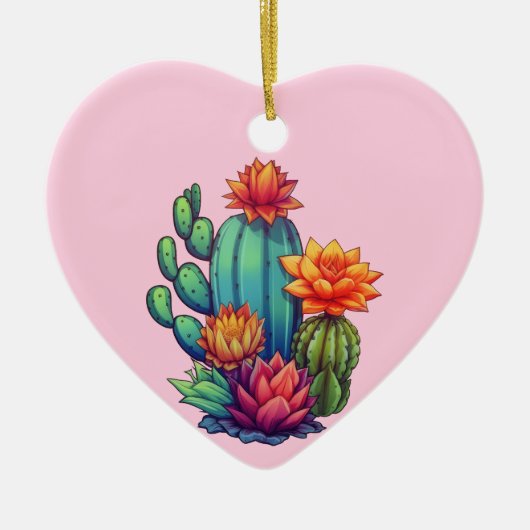  bloeiende cactus keramisch ornament (Voorkant)